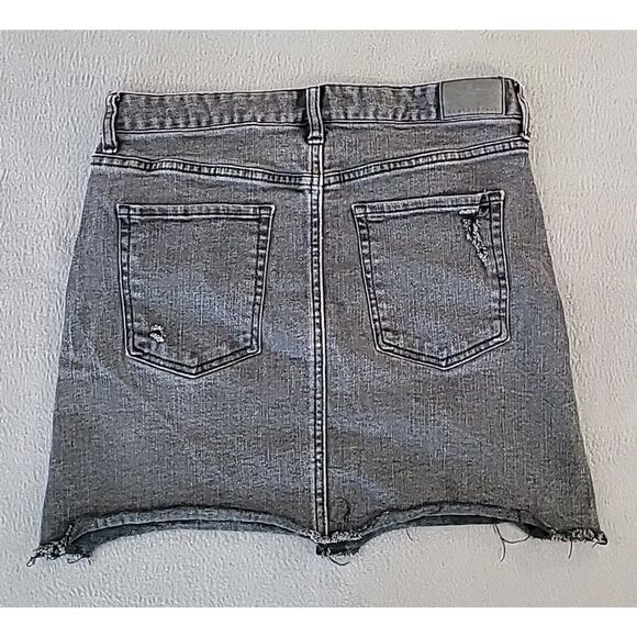 Aeropostale Black Denim Mini Skirt Size 6 Distressed Y2K Goth Skater Grunge - Picture 2 of 9